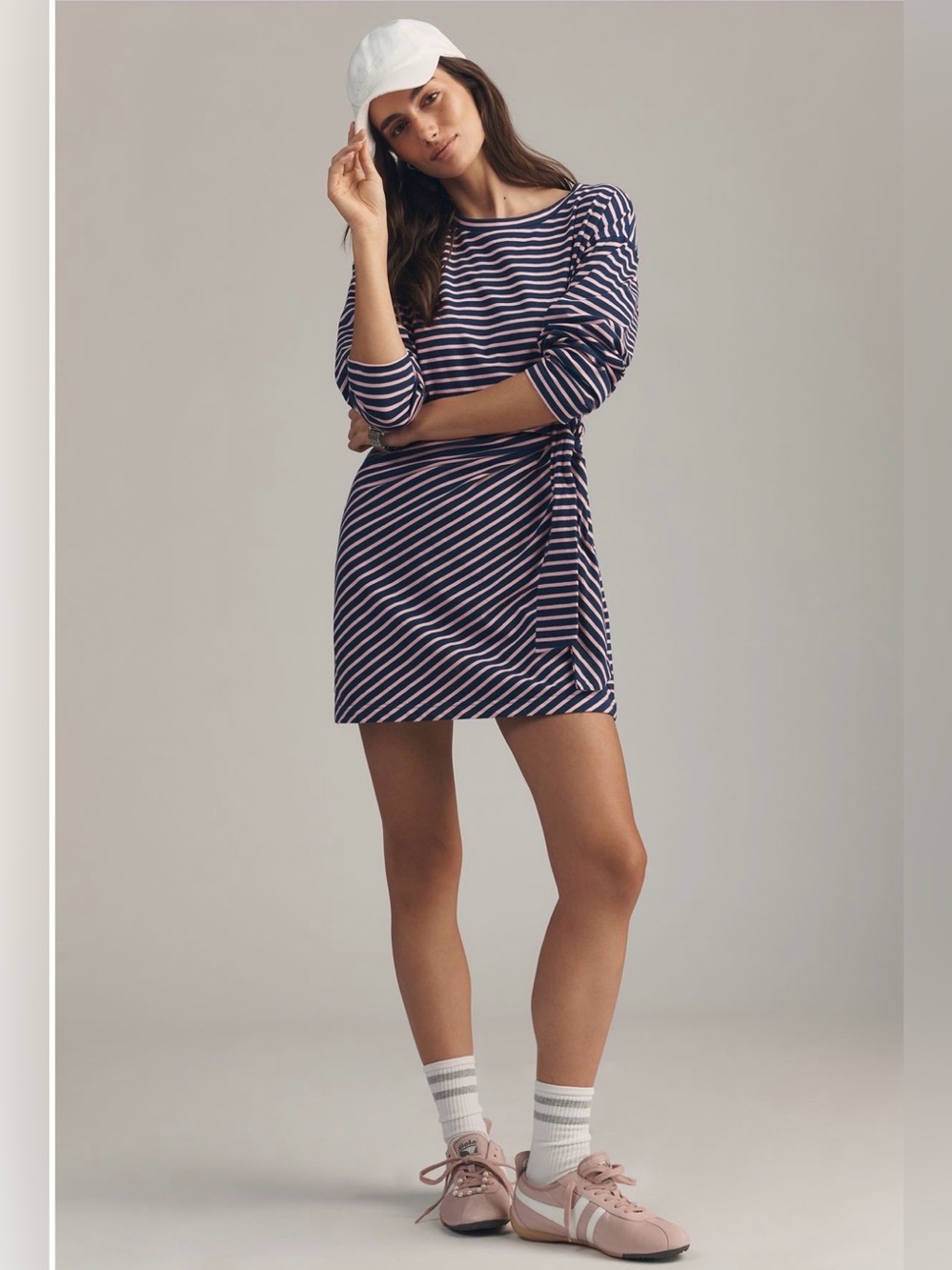 Anthropologie Daily Practice Striped Long-Sleeve wrap mini dress NWT XS